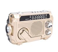 Elprico Radio à Manivelle d'urgence, Radio Portable AM FM SW à énergie Solaire avec Haut-Parleur Bluetooth 5.2 et Lampe de Poche Stroboscopique, pour Panne de Courant en Camping et (Kaki)