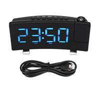 Elprico Réveil Numérique, Projection à 180 ° sur Le Plafond, Projection Murale, Réveil Numérique Alimenté par USB pour Chambre à Coucher(Police Bleue)