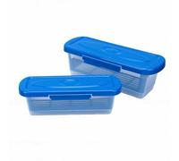 Elprico Shaker de Bol à Panure avec Couvercle, Paquet de 2 Bols à Pâte Réutilisables en PP avec Couvercles, pour Frire les Ailes de Poulet, le Poisson, les Rondelles D'oignon et les (BLUE)