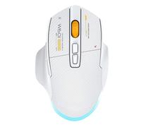 Elprico Souris de Jeu sans Fil, 12800 DPI 2,4 G/Bluetooth 5.4/USB-C 3 Modes, Souris D'ordinateur sans Fil Programmable à 7 Touches, capacité Puissante et Rétroéclairage RVB pour (White)
