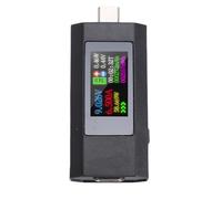Elprico Testeur de Puissance USB C, Voltmètre Numérique 0-6,5 A 0-195 W, Testeur de Tension et de Courant de Type C, Multimètre de Type C à écran Couleur pour Produits Numériques 3C (BLACK)