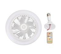 Elprico Ventilateur de Plafond E27 avec Lumières, Ventilateur de Plafond à Douille 30 W avec Télécommande, Ventilateur de Plafond à Profil Bas pour Petits Espaces, Chambre à Coucher,