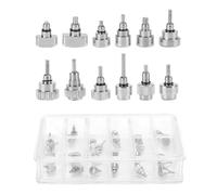Elqubkan Bouton poussoir pour montres en acier inoxydable, accessoires pour outil de réparation de montre avec 12 grilles/boîtes, kit de rechange pour outil de réparation de montre