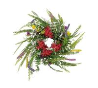 Elqubkan Couronne de printemps pour porte d'entrée - 35,1 cm - Fleurs d'été - Résistante aux intempéries - Toutes saisons