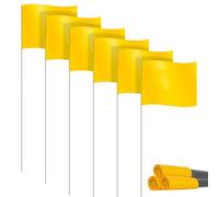 Elqubkan Lot de 30 drapeaux de marquage pour pelouse, petits drapeaux en PVC, drapeaux de marquage, drapeaux de pelouse, drapeaux de jardin, drapeaux d'arpentage, jaune durable