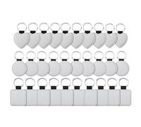 Elqubkan Lot de 30 porte-clés pour sublimation, en PU brillant, de transfert, différents types de sublimation