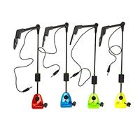 Elqubkan Lot de 4 échangistes de pêche indicateurs d'alarme de morsure de pêche dans un étui avec fermeture éclair Accessoires de pêche de carpe Swinger éclairés par LED