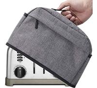 ELR Housse de protection anti-poussière pour grille-pain 2/4 tranches avec fermeture éclair et poches ouvertes pour machine à pain (2 tranches : 29,2 x 19,1 x 20,3 cm, gris)