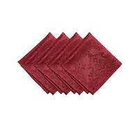 Elrene Damas Lot de 4 Serviettes de Table, Polyester, Rouge, 43,2 cm x 43,2 cm