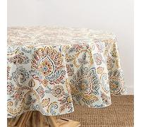 Elrene Home Fashions Ava Nappe Ovale en Vinyle résistant à l'eau et aux Taches avec Revers en Flanelle, Motif Floral jacobéen, 152,4 x 213,4 cm