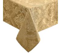 Elrene Home Fashions Caiden Elegance Nappe en Tissu damassé imperméable, résistant aux Taches et aux Plis, rectangulaire, 132,1 x 177,8 cm, doré