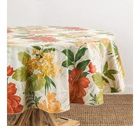 Elrene Home Fashions Callisto Nappe en Vinyle résistante à l'eau et aux Taches pour intérieur/extérieur avec Revers en Flanelle, 177,8 x 177,8 cm, Ronde