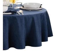 Elrene Home Fashions Continental Nappe Ronde à Texture Solide, résistante à l'eau et aux Taches, 177,8 cm, Bleu Marine