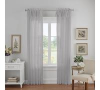 Elrene Home Fashions écrasé Bande inférieure à 1 mm réglable Tie Top Panneau Simple Rideau de fenêtre drapé, Gris, 52"x95"