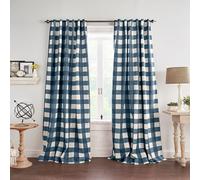 Elrene Home Fashions Farmhouse Living Grainger Rideau de fenêtre occultant à Carreaux de Buffle avec Pattes avec Passe-Tringle, pour Salon et Chambre à Coucher, 132,1 x 241,3 cm, Indigo, 1 Panneau