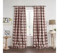 Elrene Home Fashions Farmhouse Living Grainger Rideau de fenêtre occultant à Carreaux de Buffle, pour Salon et Chambre à Coucher avec Pattes à Passe-Tringle, 132,1 x 241,3 cm, Rouge, 1 Panneau