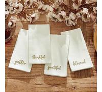 Elrene Home Fashions Harvest Fall Sentiment Lot de 4 Serviettes brodées Ivoire 43,2 x 43,2 cm