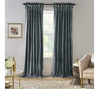 Elrene Home Fashions Korena Rideau de fenêtre en Velours écrasé à Nouer, Panneau de Rideau Rustique-Chic pour Salon ou Chambre à Coucher, 132,1 x 241,3 cm, Paon, 1 Panneau