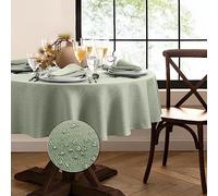 Elrene Home Fashions Laurel Nappe résistante à l'eau et aux Taches Ronde à Texture Unie Vert Sauge 229 cm