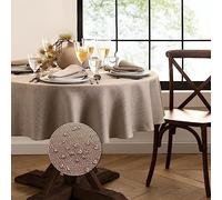 Elrene Home Fashions Laurel Nappe résistante à l'eau et aux Taches Ronde Taupe 229 cm