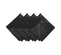 Elrene Home Fashions Lot de 4 Serviettes de Table en Tissu damassé, Polyester, Noir, 43,2 x 43,2 cm