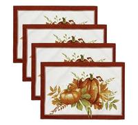 Elrene Home Fashions Lot de 4 Sets de Table Motif forêt de citrouilles d'automne 33 x 48,3 cm Multicolore