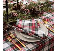 Elrene Home Fashions Lot de 8 Serviettes de Table Classiques de Noël en Coton sergé à Carreaux 43,2 x 43,2 cm, Multicolore