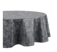 Elrene Home Fashions Mesa Nappe en Vinyle résistante à l'eau et aux Taches avec Revers en Flanelle, 152,4 x 213,4 cm, Ovale, Noir