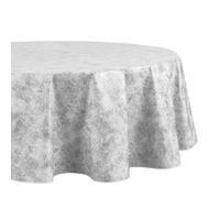 Elrene Home Fashions Mesa Nappe Ovale en Vinyle résistante à l'eau et aux Taches pour intérieur/extérieur avec Revers en Flanelle, 152,4 x 213,4 cm, Gris/Blanc