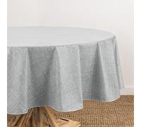 Elrene Home Fashions Monterey Nappe en Vinyle inspirée du Lin, résistante à l'eau et aux Taches, avec Revers en Flanelle, 178 x 178 cm, Ronde, Gris