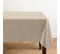 Elrene Home Fashions Monterey Nappe en Vinyle inspirée du Lin, résistante à l'eau et aux Taches, avec Revers en Flanelle, 152,4 x 304,8 cm, rectangulaire, Taupe