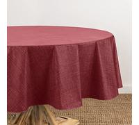 Elrene Home Fashions Monterey Nappe en Vinyle résistante à l'eau et aux Taches avec Revers en Flanelle, 177,8 x 178 cm, Ronde, Brique