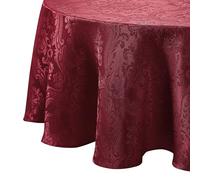 Elrene Home Fashions Nappe damassée, Polyester, Canneberge, 178 cm Ronde