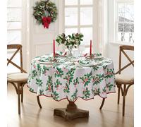 Elrene Home Fashions Nappe de Salle à Manger Ronde Infroissable avec Bordure festonnée et Bord festonné 177,8 x 177,8 cm