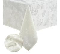 Elrene Home Fashions Nappe élégante damassée Jacquard avec Motif de Feuilles tissées, Infroissable, oblongue, 152,4 x 259 cm, Ivoire