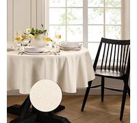 Elrene Home Fashions Nappe Ovale Continental à Texture Solide, résistante à l'eau et aux Taches, 152,4 x 213,4 cm, Ivoire