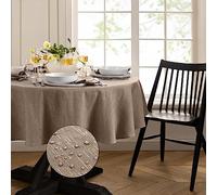 Elrene Home Fashions Nappe Ovale Continental à Texture Solide, résistante à l'eau et aux Taches, 152,4 x 213,4 cm, Taupe