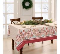 Elrene Home Fashions Nappe rectangulaire avec Bordure Motif Village de Pain d'épice Noël 152,4 x 365,8 cm