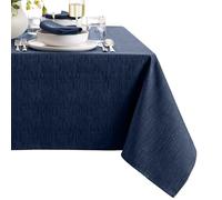 Elrene Home Fashions Nappe rectangulaire Continental à Texture Solide, résistante à l'eau et aux Taches, 152,4 x 213,4 cm, Bleu Marine