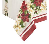 Elrene Home Fashions Nappe rectangulaire en Tissu Infroissable Motif Poinsettia Rouge et Blanc, 152,4 x 365,8 cm, Multicolore