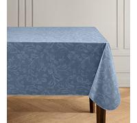 Elrene Home Fashions Nappe rectangulaire en Vinyle damassé avec Revers en Flanelle, résistante à l'eau et aux Taches, Motif Floral, 152,4 x 304,8 cm, Bleu