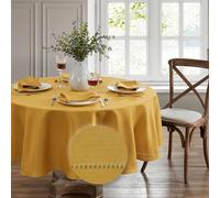 Elrene Home Fashions Nappe Ronde en Tissu Infroissable avec Bordure à œillets Jaune doré 177,8 x 177,8 cm