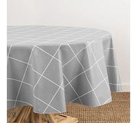 Elrene Home Fashions Nappe Ronde en Vinyle résistante à l'eau et aux Taches pour intérieur/extérieur avec Revers en Flanelle, 177,8 x 177,8 cm, Gris