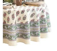 Elrene Home Fashions Nomad Winter Block Print Christmas/Holiday Round Wrinkle Tablecloth, 70 "x70