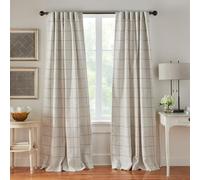 Elrene Home Fashions Rideau de fenêtre occultant à Carreaux pour Salon, Chambre à Coucher, Salle à Manger, Lin, Gris, 132,1 x 241,3 cm (l x L)