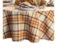 Elrene Home Fashions Russet Harvest Nappe Ronde en Coton tissé à Carreaux pour l'automne/Thanksgiving, 177,8 cm