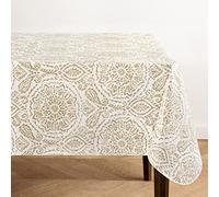 Elrene Home Fashions Savannah Nappe carrée en Vinyle résistante à l'eau et aux Taches pour intérieur/extérieur avec Revers en Flanelle, 132,1 x 132,1 cm, Taupe