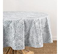 Elrene Home Fashions Savannah Nappe Ovale en Vinyle résistante à l'eau et aux Taches pour intérieur/extérieur avec Revers en Flanelle, 152,4 x 213,4 cm, Gris