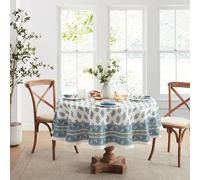 Elrene Home Fashions Tropez Nappe Ronde en Tissu imprimé Cachemire résistant aux Taches et à l'eau pour intérieur/extérieur 177,8 x 177,8 cm