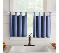 Elrene Home Fashions Tucker Solid Lot de 2 Rideaux de fenêtre à Boutons pour Cuisine ou Salle de Bain, 76,2 x 91,4 cm, Bleus